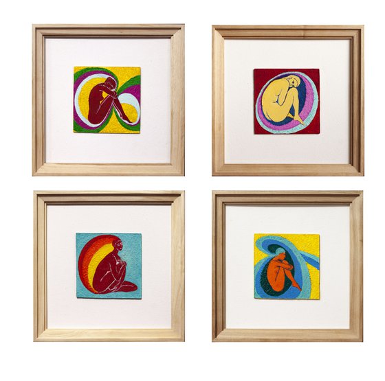 Polyptych emotion, modular picture, abstract portrait