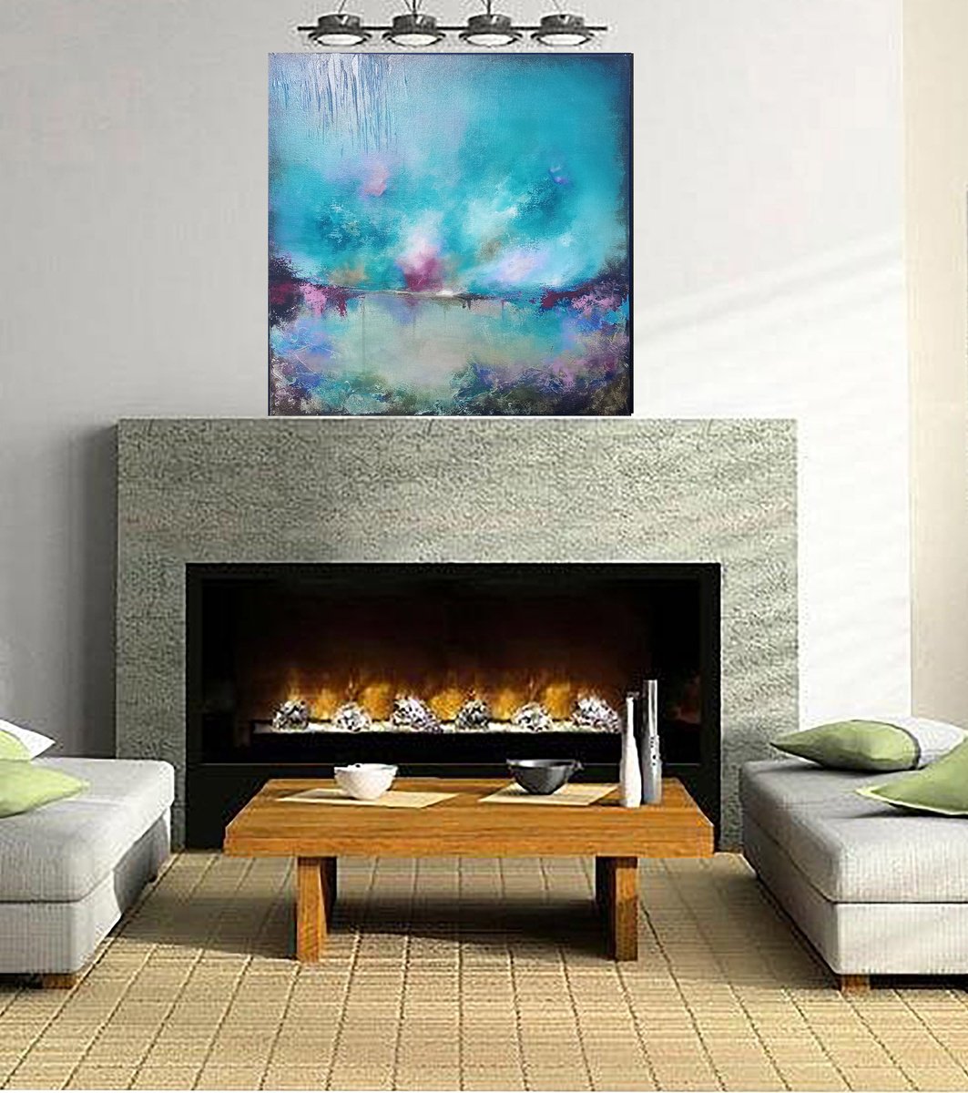 Impressionistic Landscape Acrylic Painting By Susan Wooler, 24 X 24", Lazy Sunday Afternoon, Original Artwork