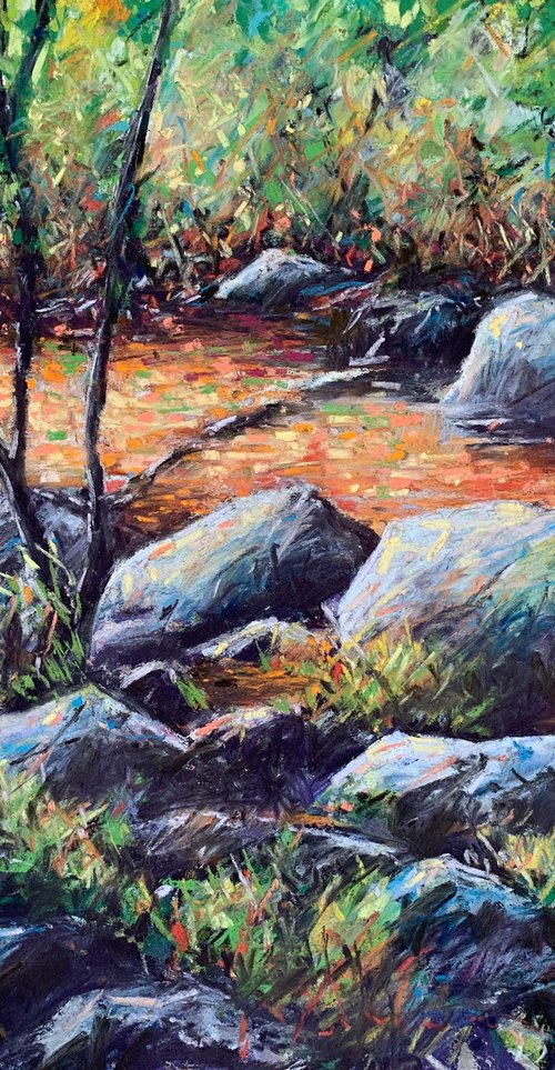 Sunlight on Rocks and Water by Andrew Moodie
