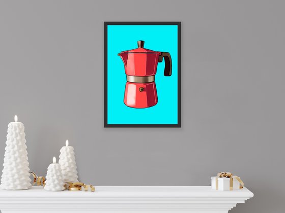 Coffee Pot on Teal