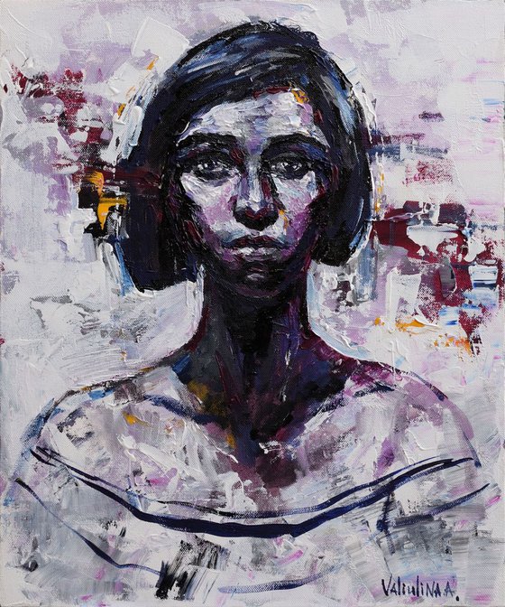 Young woman portrait painting