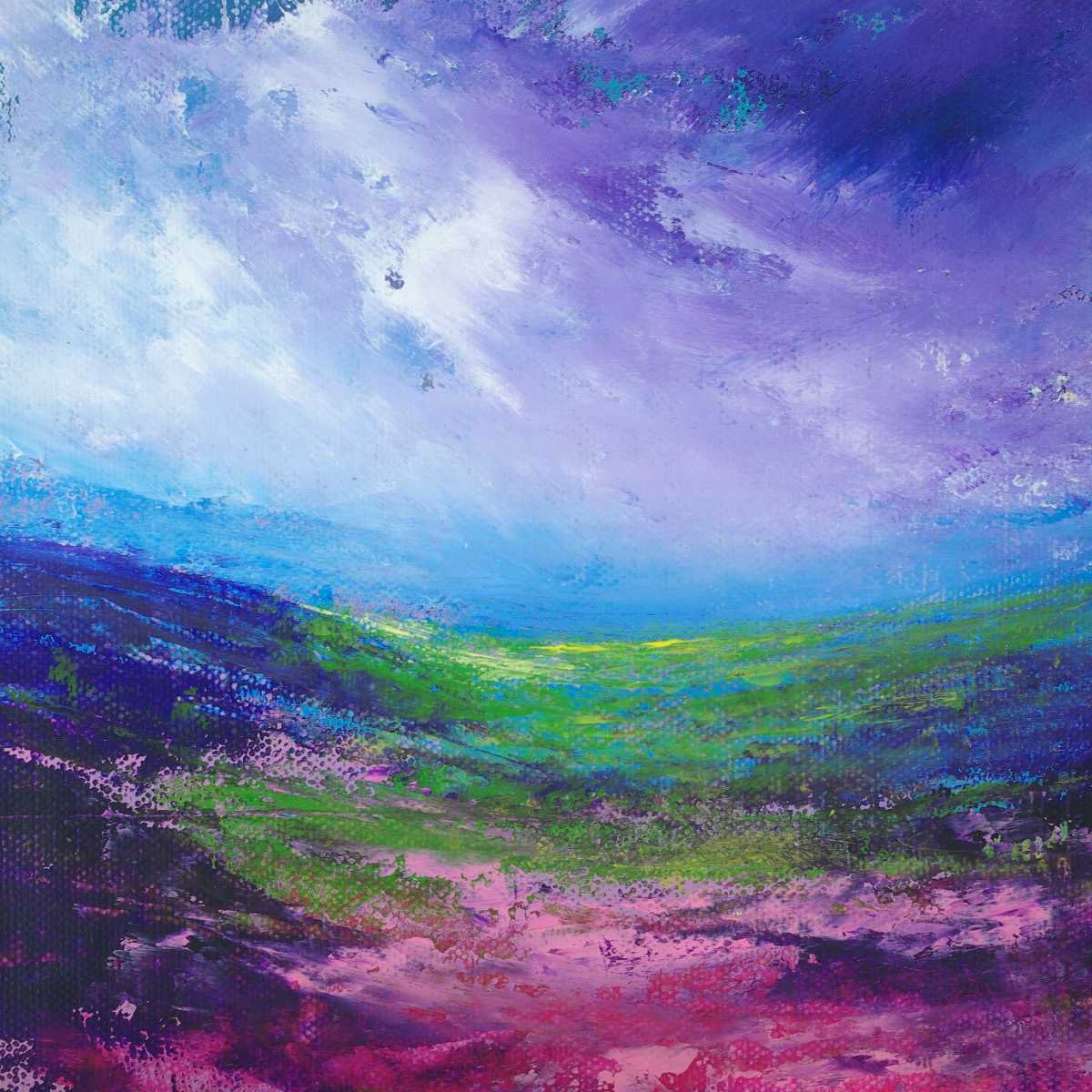 Impressionistic Landscape Acrylic Painting By Oconnart, 10 X 10", Moorland Showers, Original Artwork