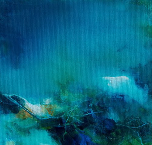 Abstract - Underwater - small size acrylic on canvas 20X20cm by Fabienne Monestier