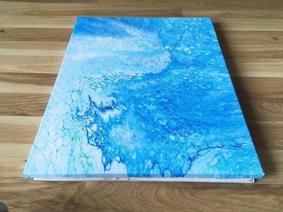 "My Blue Heaven" - FREE USA SHIPPING - Original PMS Abstract Diptych Fluid Acrylic Paintings On Canvas - 32" x 20"