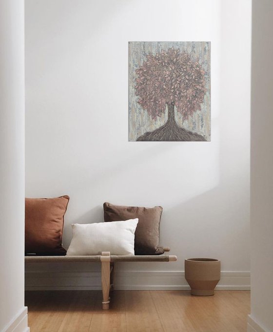 Tree of life-2 (50x60cm, Acrylic painting, texture, Modern art)