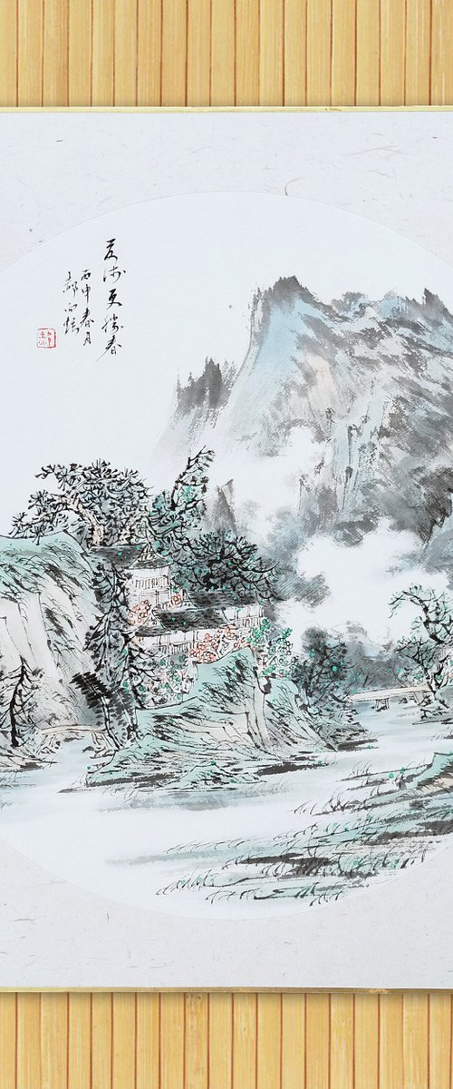 XUAN ART - Chinese landscape painting 43*43cm - 03 by RAN HAO