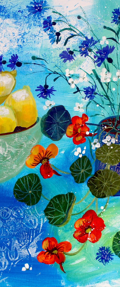 Lemons and Nasturtiums by Julia  Rigby