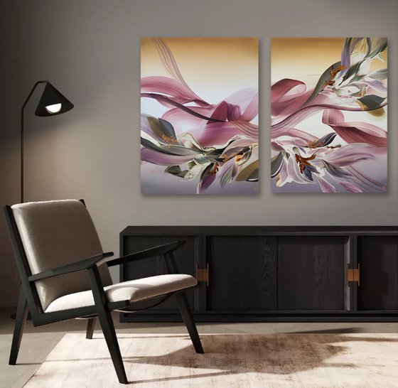 Blushing Canopy Diptych