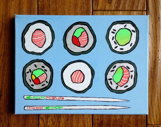 Sushi And Chopsticks Pop Art Canvas Painting