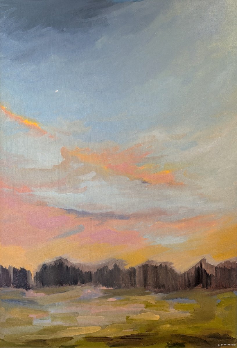 Impressionistic Landscape Oil Painting By Lucy Fiona Morrison, 30 X 41", Glimmer, Original Artwork