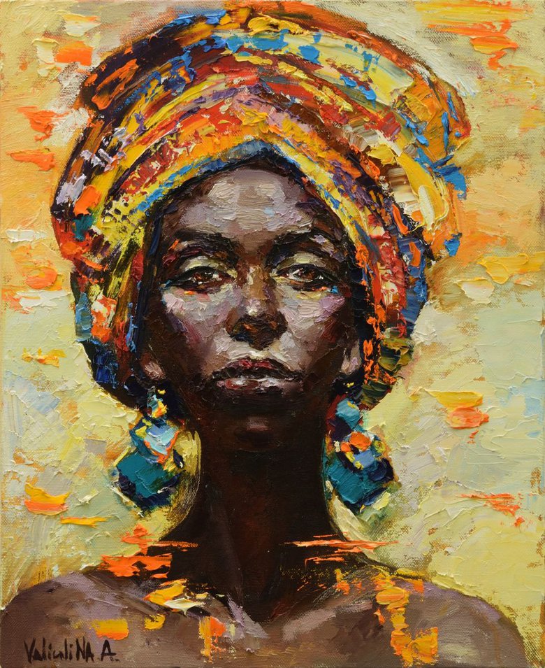 African woman portrait painting, Original oil painting Oil painting by ...