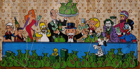 Supper For Cash 240cm x 120cm Monopoly Man Book Page Urban Pop Art