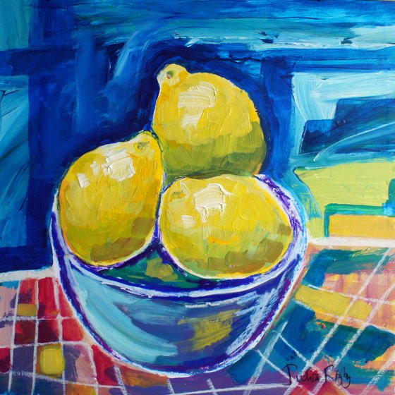 Three Lemons in a Bowl