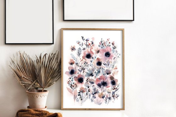 Pink Florals Watercolor Painting 2 set