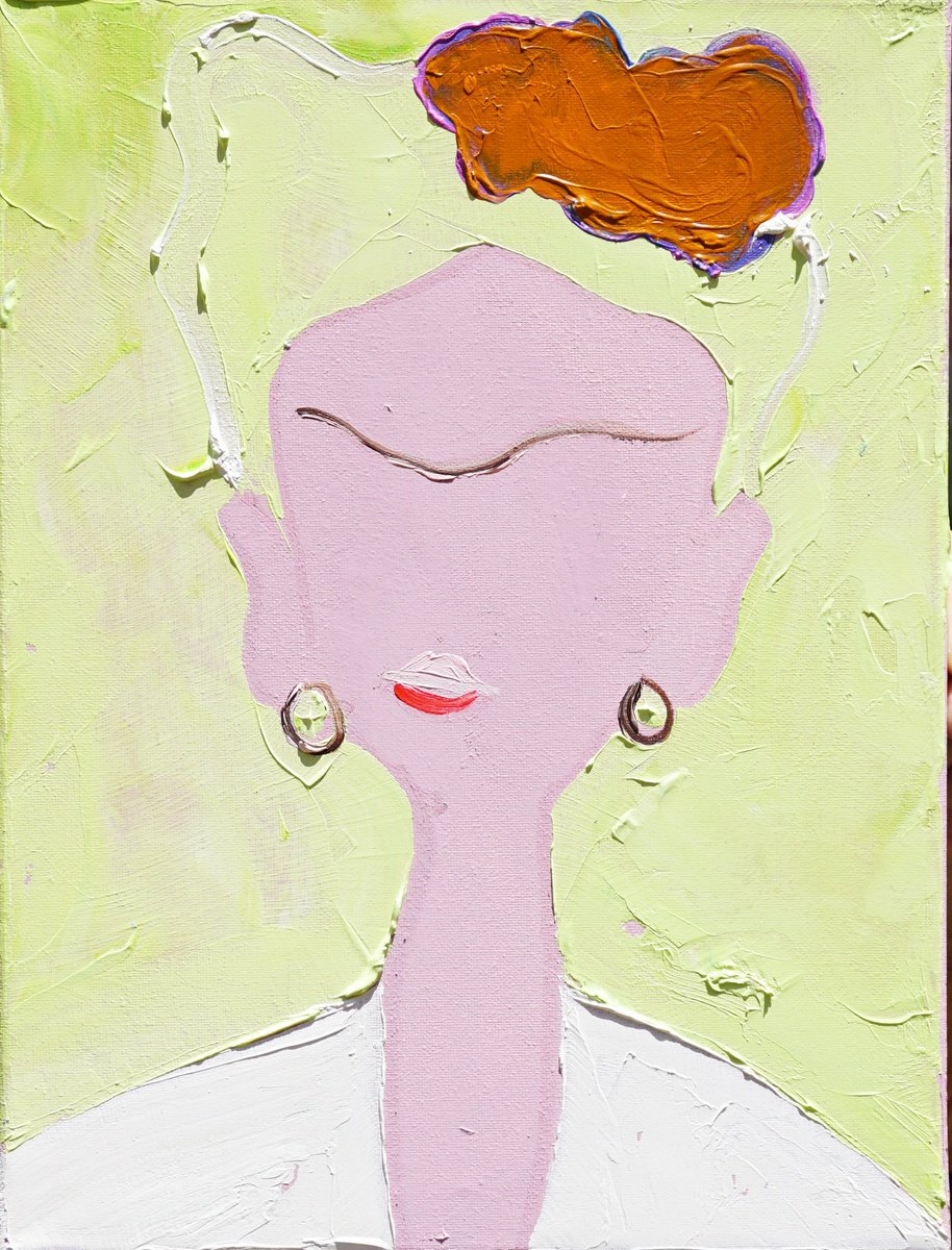 Expressive Portrait Oil Painting By Jelena B, 16 X 20, Frida - Heaviness, Original Artwork