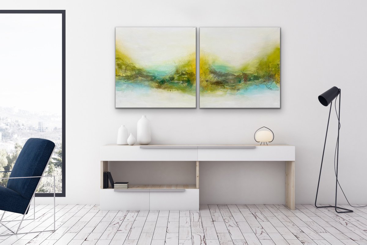 Expressive Abstract Acrylic Painting By Kirsten Schankweiler, 63 X 31", Walking On Sunshine, Original Artwork