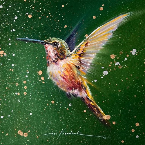 Hummingbirds in flight. by Inga Kovalenko
