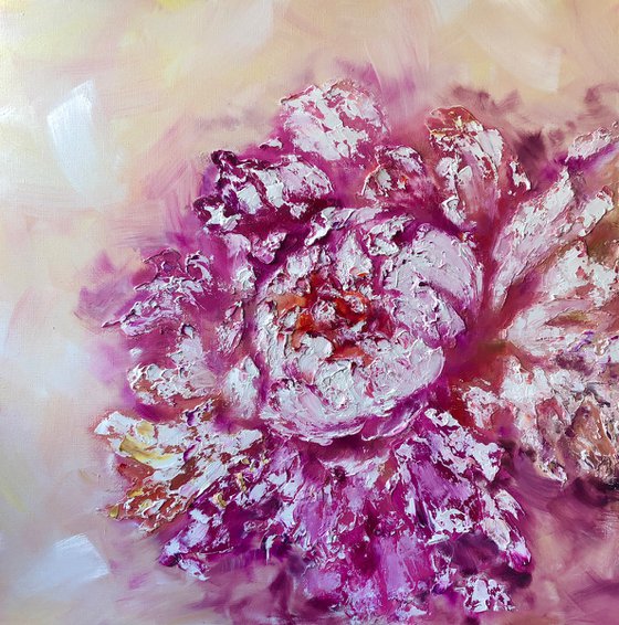 PINK DESSERT - Textured peony. Abstraction in pastel colors. Delicate pink flower. Peony large petals. Spring. Heat. Freshness.