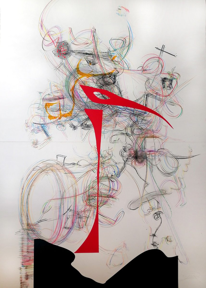 Surrealistic Abstract Collage By Stefano Mazzolini, 39 X 55", Carpico, Original Artwork