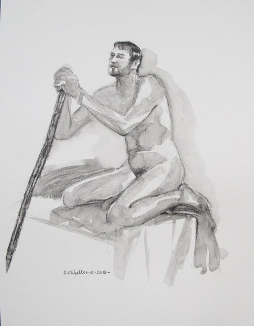 Kneeling male nude by Rory O’Neill