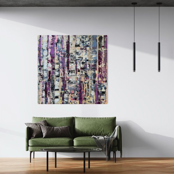 Purple forest in the fog