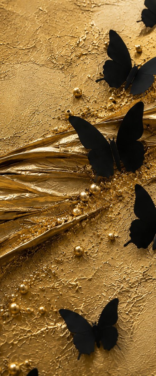 Gold Abstract Butterfly in Reverie by Indie Ru