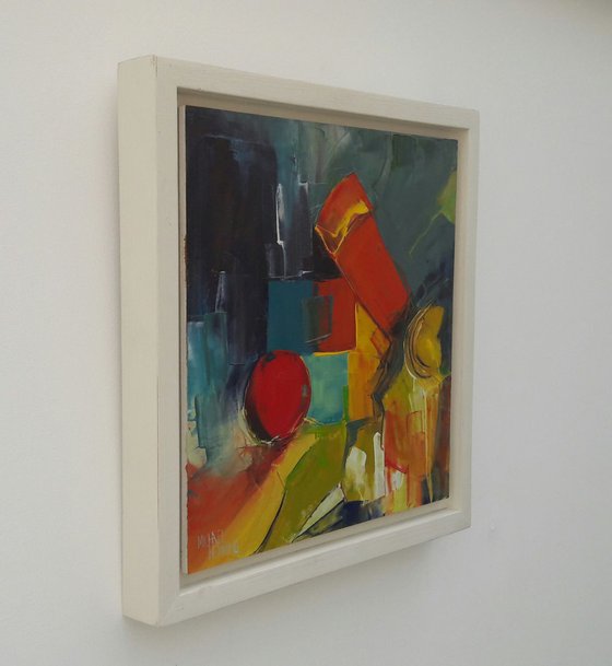 Framed original abstract oil painting on panel 'Shapeshifting #1' by Michael Hemming