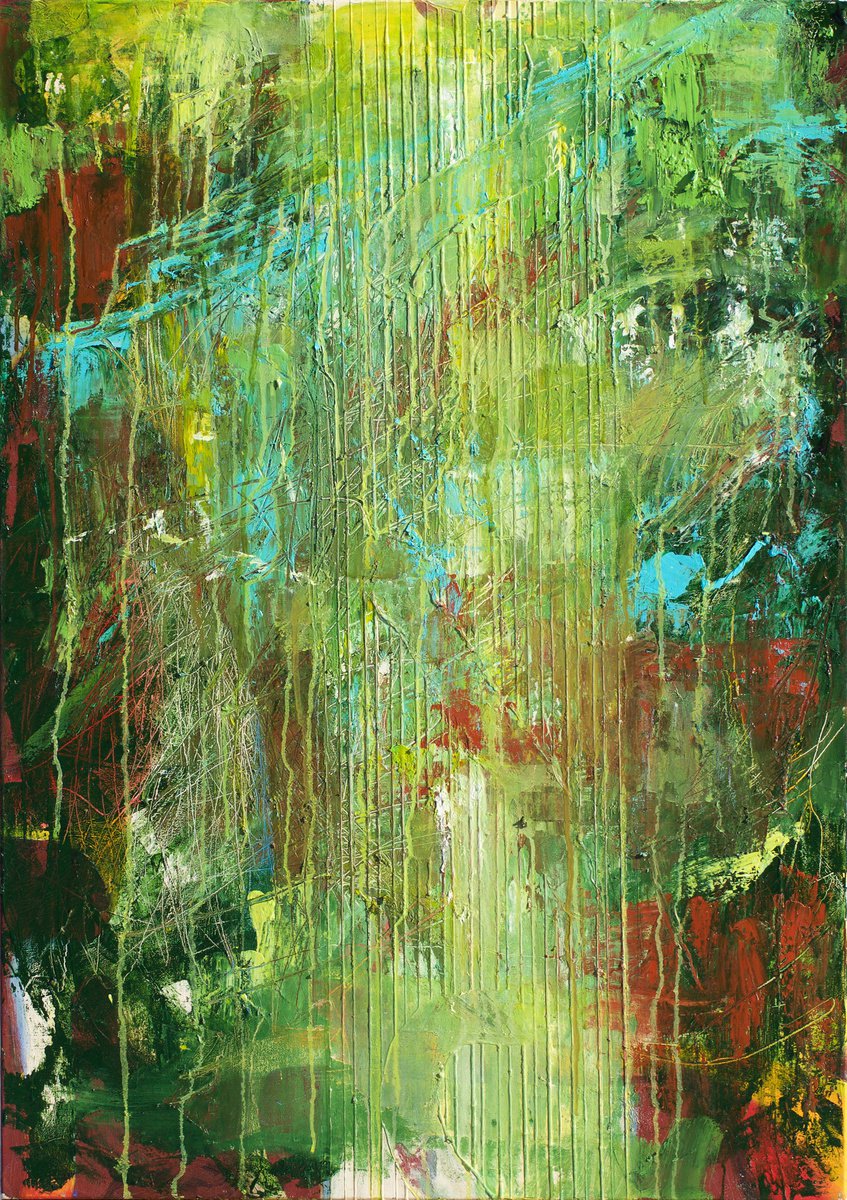 Abstract Oil Painting By Anatoliy Menkiv, 24 X 33, Jungle, Original Artwork