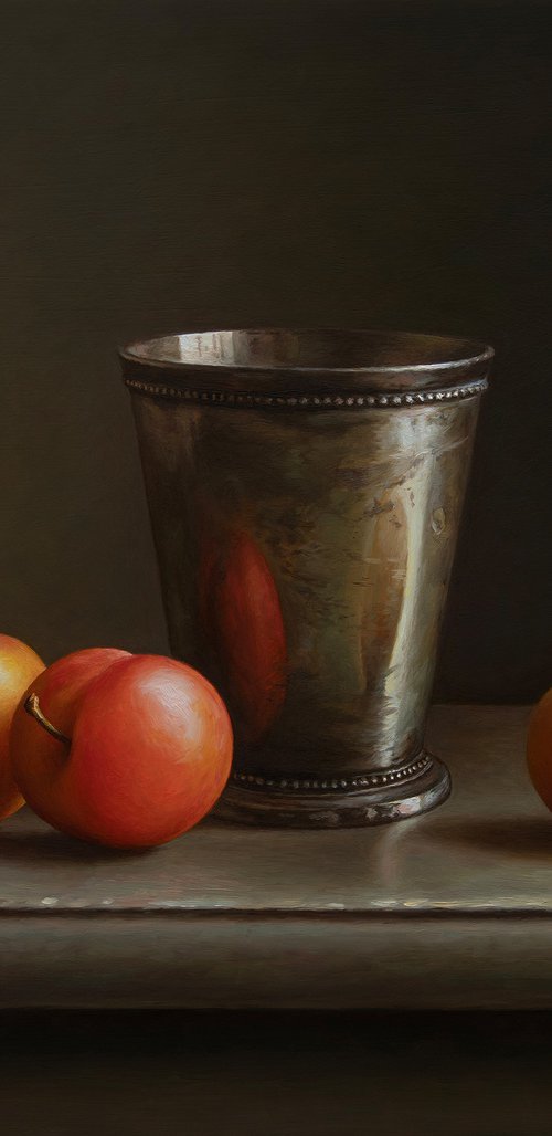 Plums with a cup by Albert Kechyan