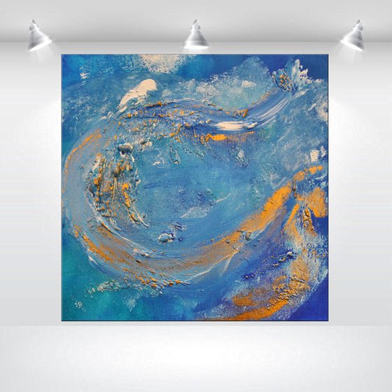 Blaue Welle - Small Painting  - Abstract - Acrylic Painting - Canvas Art - Wall Art - Ready to Hang