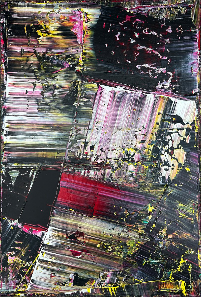 Abstract Acrylic Painting By Preston M. Smith (Pms), 24 X 36", "Macabre Much?", Original Artwork