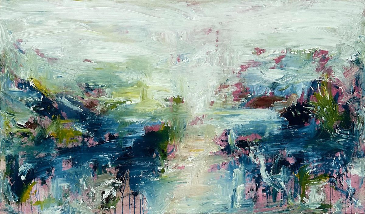 Abstract Landscape Oil Painting By Omar Obaid, 67 X 39", Epiphany 6, Original Artwork