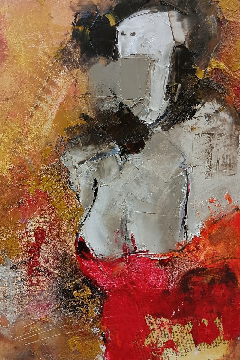 Thalia 16. Lady in red. Abstract woman painting by Marinko Saric
