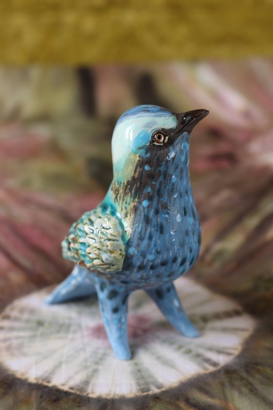 Blue Birdy. Ceramic sculpture