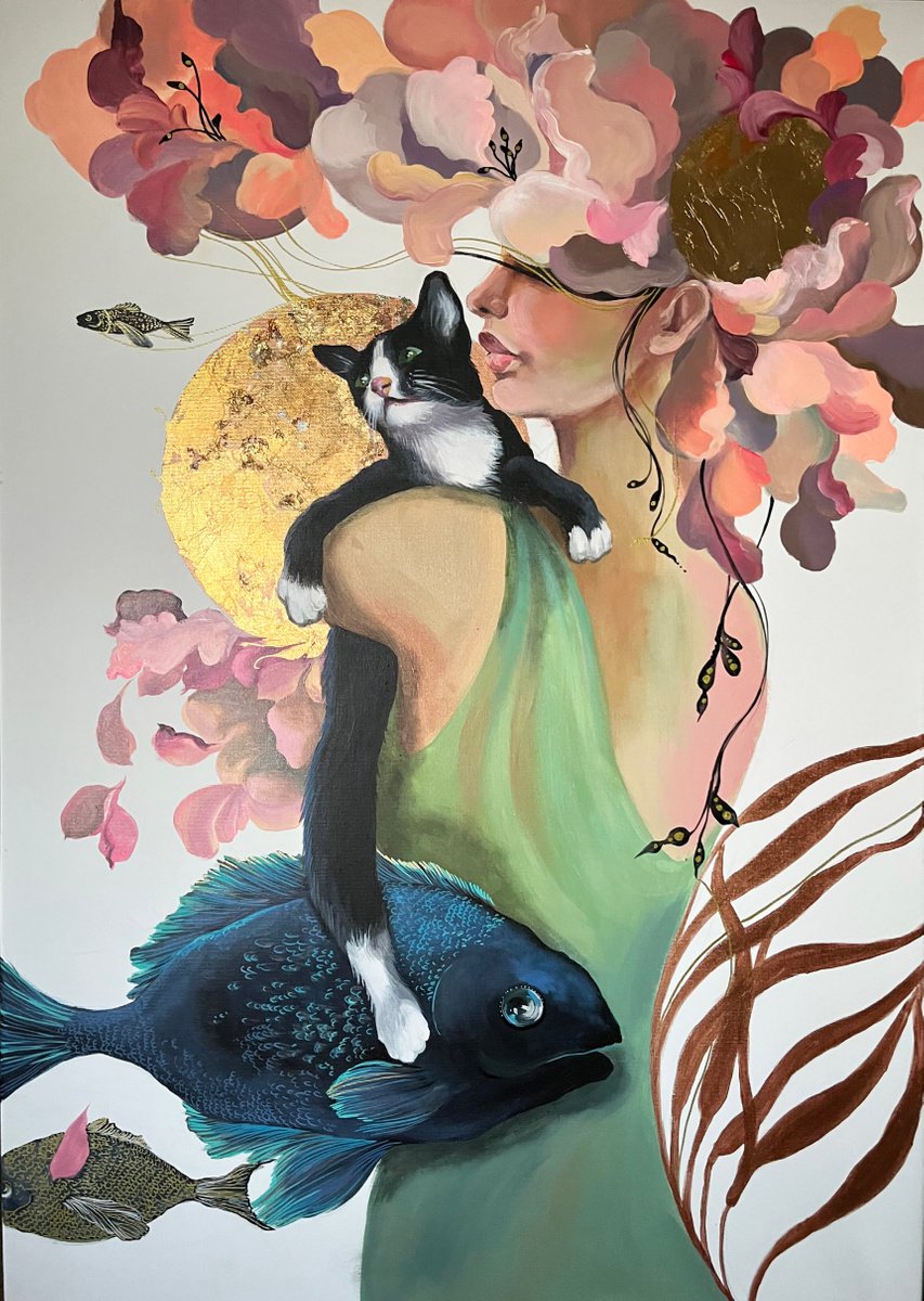 Expressive Portrait Acrylic Painting By Maria Kireev, 28 X 39", Inside Of A Dream, Original Artwork