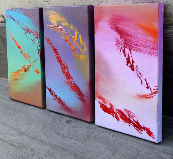 Renaissance,  Full Series  - Triptych n° 3 Paintings, Original abstract, oil on canvas