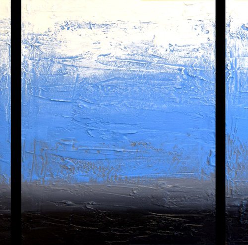 impasto textured "Ice Blue" 3 panel canvas by Stuart Wright