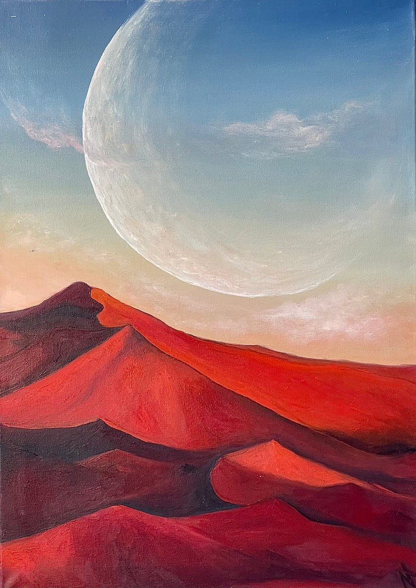 Expressive Landscape Oil Painting By Anastasiia Novitskaya, 20 X 28, Dune, Original Artwork