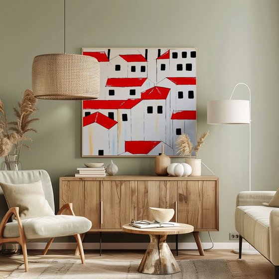 Acrylic - Red roofs