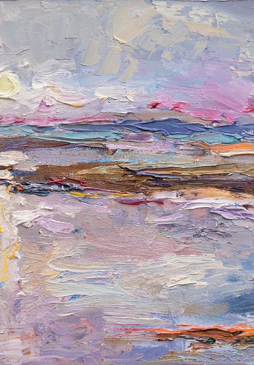 Sea sunset - Original landscape painting by Anastasiia Valiulina