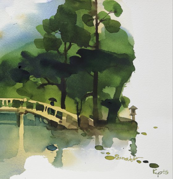Bridge through Japanese greens