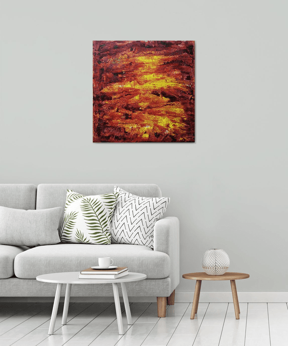 "Firestarter" - Original PMS Abstract Acrylic Painting On Canvas - 30" x 30"