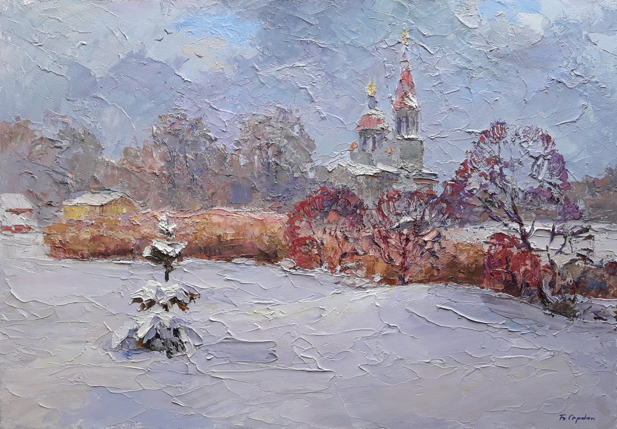 Oil painting Near the church nSerb314 by Boris Serdyuk