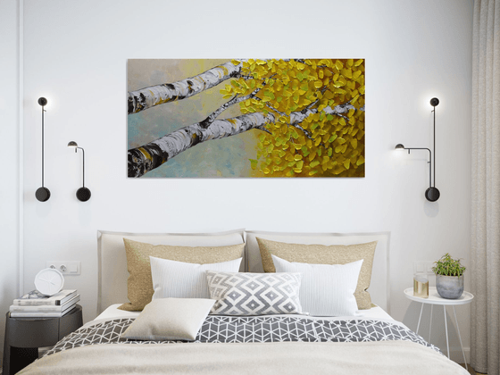 Silver Birches - Large Acrylic Impasto Painting