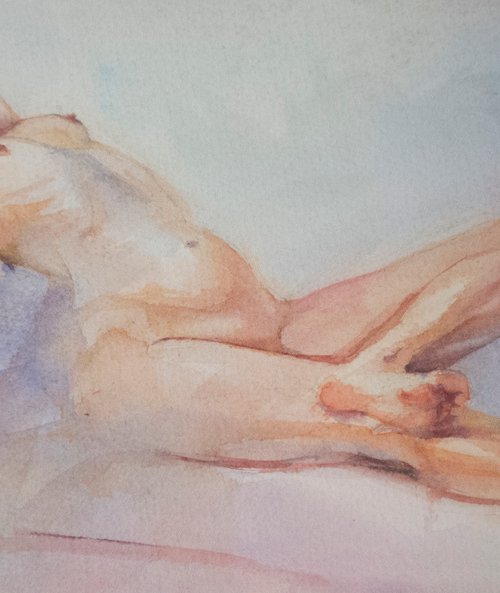 Beautiful naked woman lying down by Irina Bibik-Chkolian