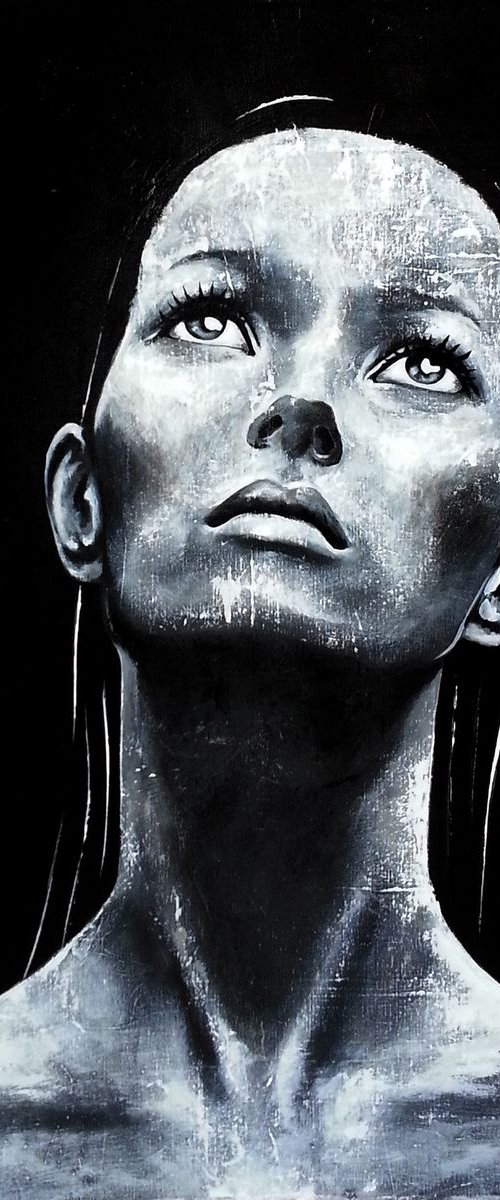 MIXED MEDIA PAINTING  80x80 cm. by Burcu Akarcay
