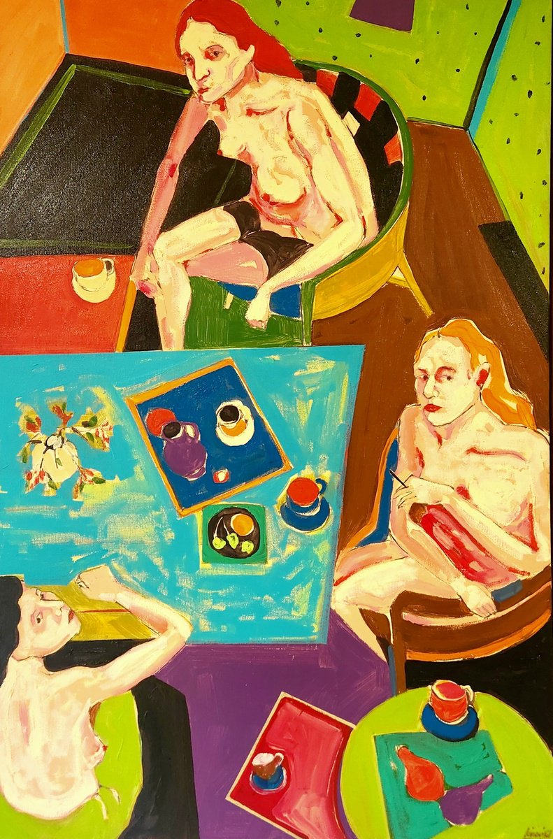 Expressive Portrait Oil Painting By Anahita Amouzegar, 21 X 31, Naked Whispers, Original Artwork