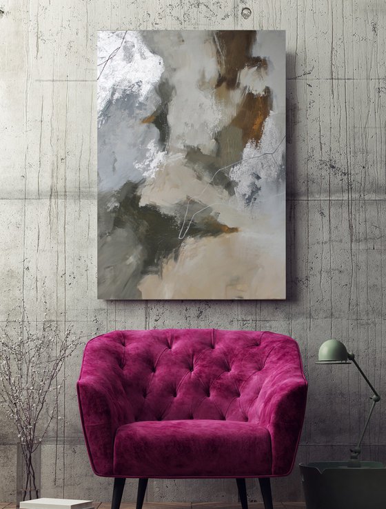 "Velor 2" Gray brown beige abstract art