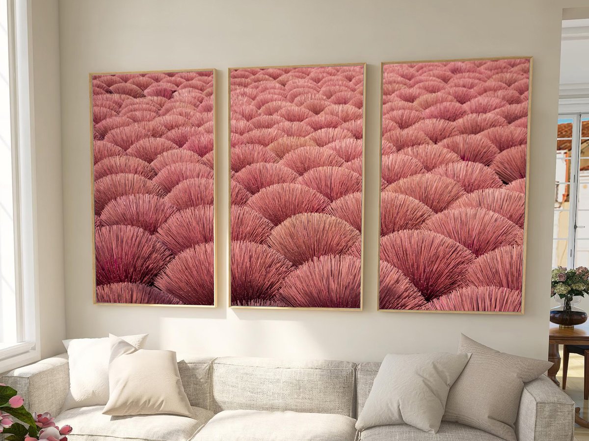 Organic Abstract Photograph By Serge Horta, 71 X 47", Incense Sticks No.1 Triptych, Original Artwork