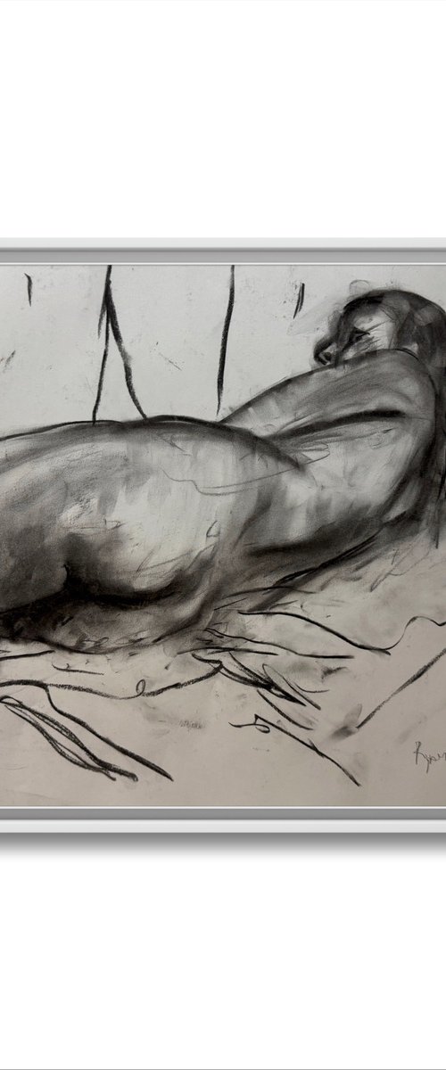 Nude Zoma 3 - 16x23 Oil and Charcoal On Paper by Ryan  Louder